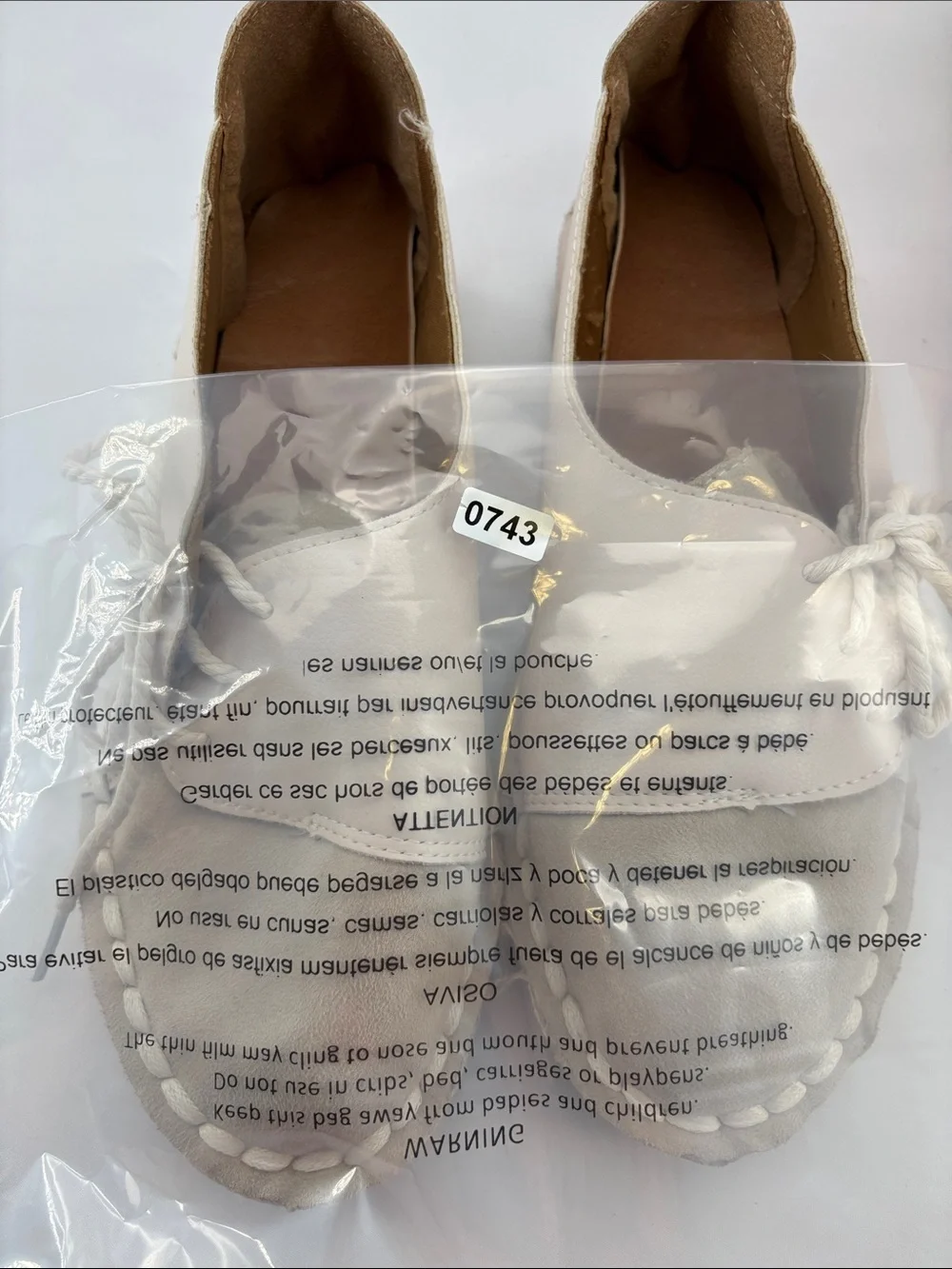 Fashion Women's 9.5 Casual Lace-Up Leather/Suede Flats - White & Cream #743